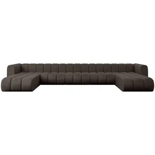 altdecor Eckcouch Samt 6-Sitzer Braun