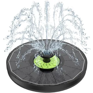 SZMP Solar Springbrunnen, 2025 Neue 3.5W Glas Solar Teichpumpe mit 7 Düsen & 4 Fixe Rohre Solar Wasserpumpe Solar Schwimmender Fontäne Pumpe für Garten, Teich, Vogel-Bad (Schwarz)