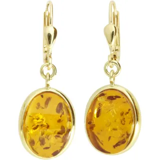 Ostsee-Schmuck Ohrhänger Classic Bernstein Gold 333 14 x 10 mm