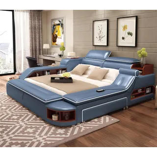 Moderne Hotel Multifunktion USB Sound Doppel Design Leder Bett Polster Betten - Braun