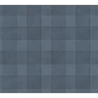 A.S. Création Karo Tapete Blau PVC-Frei - Natural Living 386642 - Vliestapete Dunkelblau Landhaus - 10,05x0,53m Made in Germany