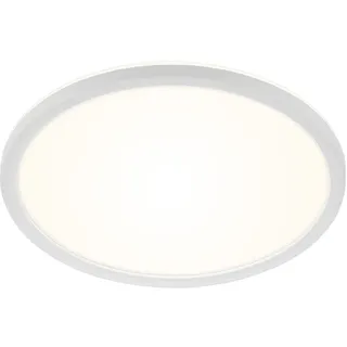 Briloner Leuchten – LED Bad Deckenleuchte mit Backlight, IP44 LED Badezimmerlampe, ultraflach, neutralweißes Licht, Weiß, 290x35 mm (DxH)