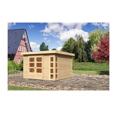 Karibu Holz-Gartenhaus Sölve Natur Flachdach Unbehandelt 298 cm x 302 cm