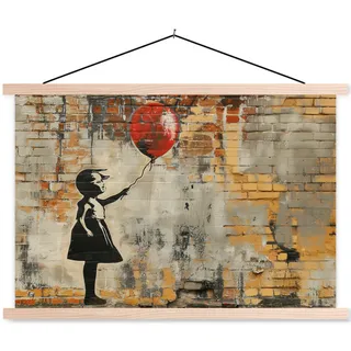 MuchoWow Poster Graffiti - Banksy - Mädchen - Straßenkunst 120x80 cm , Textil , Rechteckig , 120x80x0.15 cm , Bilder & Rahmen, Bilder, Sonstige Wandbilder