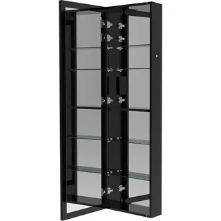 HOME DELUXE LED-Spiegelschrank OSMO Schwarz - 50 x 160 cm I LED Spiegelschrank mit Steckdose, Beleuchteter Kosmetikspiegelschrank, Dimmbarer LED Badezimmerspiegelschrank, Antibeschlag LED Spiegelschrank, Touch-Bedienung LED Spiegelschrank, Energiesparender LED Spiegelschrank, Moderner Badspiegel mit Beleuchtung, Spiegelschrank mit USB-Anschluss, Hochwertiger LED Kosmetikschrank, Multifunktionaler LED Spiegelschrank - Schwarz