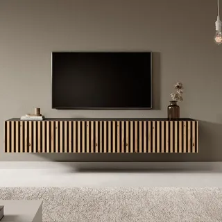 Selsey Telire TV-Lowboard 175 cm Schwarz/Wotan Eiche MDF