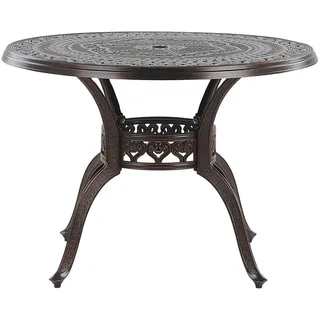 Beliani Gartentisch Aluminium dunkelbraun 102 cm Salento , Dunkelbraun , Metall , Rund , 102x72x102 cm , Gartenmöbel, Gartentische