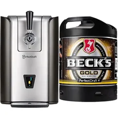 Bundle aus PerfectDraft Pro Zapfanlage + BECK'S Gold Helles Lager Bier Perfect Draft (1 x 6l) MEHRWEG Fassbier