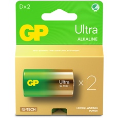 Batterien D - 2er Set | GP Ultra | Alkaline Taschenlampenbatterie 1,5V - lange Lebensdauer