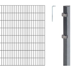 Alberts 651374 Doppelstabmattenzaun als 18 tlg. Zaun-Komplettset | verschiedene Längen und Höhen | anthrazit | Höhe 180 cm | Länge 16 m