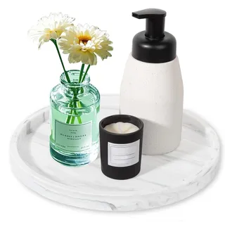 Qaestuan Badezimmer Tablett Silikon 23cm Kleines Dekotabletts Marmor Weiß