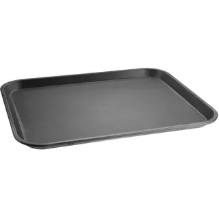 Olympia Kristallon Rechteckiges, rutschfestes Serviertablett, 405 mm, Schwarz, Polypropylen-Kunststoff, Kantinentablett, Größe: 405 (B) x 305 (T) mm / 16 x 12 Zoll, spülmaschinenfest, GM238
