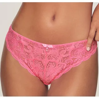 Tanga LASCANA "Nikoletta", Damen, Gr. 36/38, pink, Spitze, Obermaterial: 88% Polyamid, 12% Elasthan, Unterhosen Tanga, mit feiner Zierschleife und Accessoire in Perlenoptik