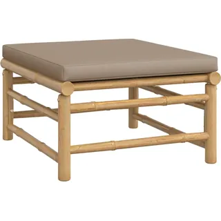 vidaXL Gartenhocker mit Taupe Kissen Bambus - Taupe