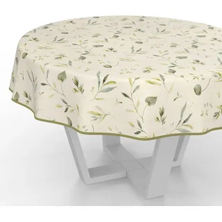 Wachstuchtischdecke Wachstischdecke Wachstuch Tischdecke abwaschbar Gartentischdecke Wasserabweisend Rund 140cm mit Saum (Eingefasst) Canada Floral