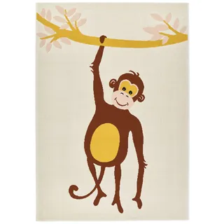 Zala Living Kinderteppich Spielteppich Monkey Miles (120x170 cm, Supersoft, Fußbodenheizung geeignet, Öko-Tex Standard 100 Zertifiziert), Creme