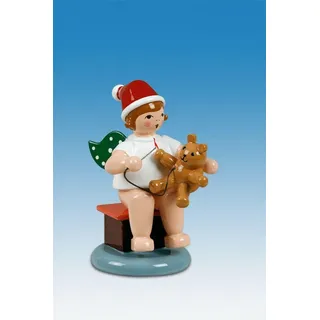 Engelfigur Weihnachtsengel sitzend mit Teddy mit Krone Höhe 6 cm NEU Erzgebirge