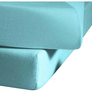 Betttuch FLEURESSE "Colours", blau (eisblau), B:160cm L:260cm, Mako-Satin, Obermaterial: 100% Baumwolle, Bettlaken, Betttuch, offenes Bettlaken