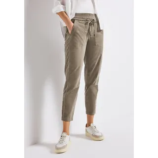 Cordhose STREET ONE "Style Bonny", Damen, Gr. 46, Länge 28, bark braun, Web, Obermaterial: 98% Baumwolle, 2% Elasthan, unifarben, loose fit knöchelfrei, Hosen Cordhose, mit Taschen