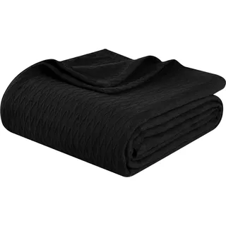 Superior Decke mit Rautenmuster, 100% Baumwolle, Bezug für Zuhause, Couch, Bett, weiche, warme Decken, Boho-Ästhetik, bequem, gemütlich und niedlich, dekorative Bettwäsche, Überwurf, Schwarz