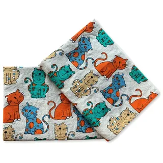 JOWOLLINA 2er-Set: Gourmet Geschirrtücher Küchenhandtücher Handtücher Tücher 44x68 cm Halbleinen Stonewashed Bedruckt (Katze blau)