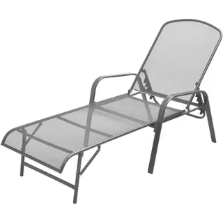 dkd-home-decor Sonnenliege Anthrazit Stahl Mesh-Design 66 x (154-183) x (65-103) cm verstellbare Rückenlehne bis 120 kg belastbar rost- und witterungsbeständig - Grau