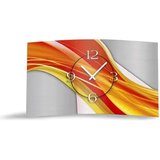 Abstrakt gelb rot Designer Wanduhr modernes Wanduhren Design leise kein ticken dixtime 3D-0040 - Gelb, Rot
