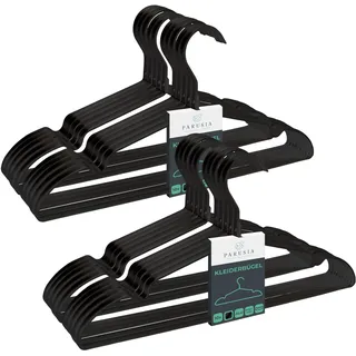 Parusia Kleiderbügel Metall schwarz, 42cm breit, 1cm stark, rostfrei, formstabil, zur platzsparenden Kleideraufbewahrung & Organisation von Kleiderschrank, Kleiderständer, Clothes Hanger (20)