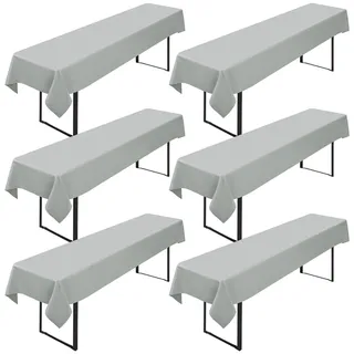 YMHPRIDE 6 Stück Biertisch Tischdecke,für 50-70 cm Tischbreite,Hellgrau Biertisch Biertischhussen Bierzeltgarnitur Rechteckige Tischdecken Waschbar 100x250cm für Gartenbankett-Gartenmöbel