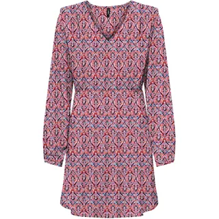 ONLY Damen Onlnova Life Elite L/S Monica Dress Kleid, Red Orange/AOP:591 Soul, L