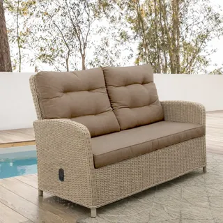 Destiny Loungesofa "MERANO II" Aluminium, Polyrattan, 2er Sofa, inkl. Auflagen, pearl shell
