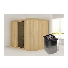 KARIBU Sauna »Saue 4«, inkl. 9 kW Saunaofen mit integrierter Steuerung, für 3 Personen - beige