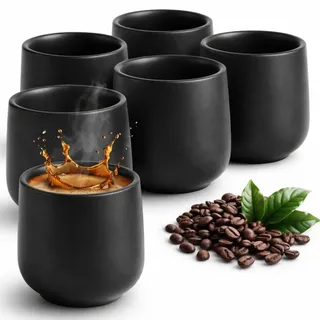 Maxito Espressotassen aus Steingut mit 80 ml im 6er Set für Kaffeeliebhaber - Espresso & Kaffeetassen - Geschenke für Männer und Frauen