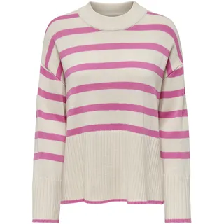 ONLY Pullover Damen, Birch/Stripes:Strawberry Moon, M