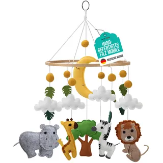 wortek Mobile Baby Mobile Babybett Mobile Wickeltisch Zubehör - Safari Tiere aus Filz – Windspiel Babymobile Babybett - Baby Geschenk Mädchen und Jungen - Kleine Weihnachtsgeschenke Kleinigkeiten