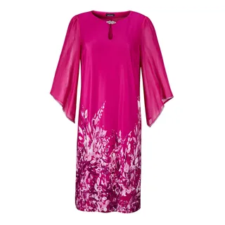 GOLDNER Sommerkleid »Kurzgröße Pinkes edles Chiffon-Kleid mit 3/4-Arm«, rosa