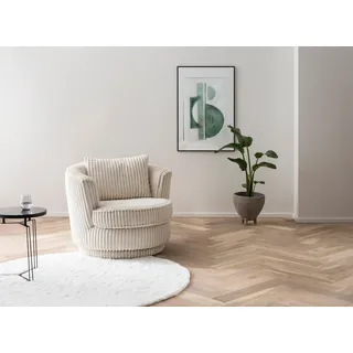 Home Affaire Drehsessel MAISIE Velours/Cord 95 x 77 x 95 cm Beige drehbar