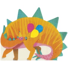 Talking Tables Packung mit 16 Dinosaurier-Servietten in Stegosaurus-Form Buntes Papiergeschirr für den Kindergeburtstag, Unisex-Partygeschirr für Jungen oder Mädchen, Orange