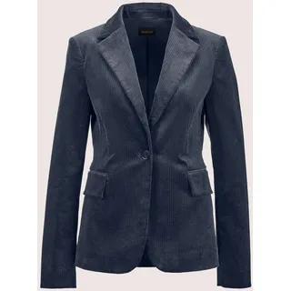 Jerseyblazer MADELEINE "Cordblazer Klassischer Cordblazer mit Reverskragen", Damen, Gr. 34, blau (marine), Obermaterial: 98% Baumwolle CO. 2% Elasthan EL., Modern, normal, Blazer Jerseyblazer, Cord