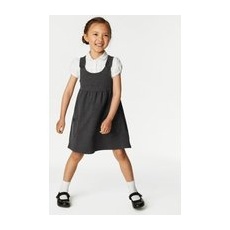 Girls M&S Collection Girls Jersey Heart Pocket School Pinafore (2-12 Yrs) - Grey, Grey - 8-9 Y