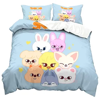 WlsqDE Strraykiid Bettwäsche, Anime Bettwäsche 135x200cm, Anime Bettbezug-Set Enthalten 50 * 75cm Kissenbezug, Microfaser, Angenehm & Weich, für Teens Jungen und Fans Mädchen Bettbezug Kinder
