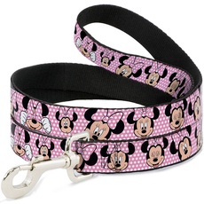 Buckle Down Disney Minnie Maus Expressions Polka Dot Pink/Weiß Hund Leine 2,5 cm breit