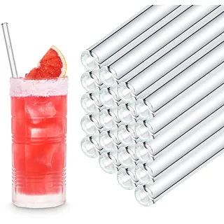 HALM Glas Strohhalme Wiederverwendbar Trinkhalm - 50 Stück gerade 23 cm - für Gastronomie, Restaurant, Bar, Cafe, Hotel - Spülmaschinenfest - Glastrinkhalme Glasstrohalme für Long-Drinks, Smoothies
