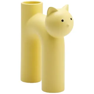 Katze Blumenvase Katzenvase Keramik Vase H Form Niedlich Lustige Vasen Minimalistische Vase für Regal, Kaminsims, Hochzeit, Schlafzimmer, Esstischdekoration (Gelb)