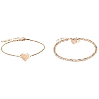 Liebeskind Damen Armband Herz Edelstahl Silber 20 cm (roségold) & Fußkette LJ-0860-A-25 IP Roségold