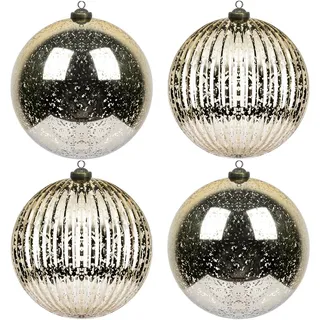 4 Stuck weihnachtskugeln Champagner Kunststoff 15cm groß XXL christbaumkugeln Plastik fur weihnachtsbaumschmuck weihnachtsdeko