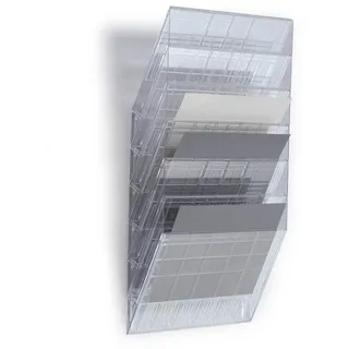 Durable Flexiboxx Prospektspender 6 A4 Querformat, 1709785400 | Wandprospekthalter für Flyer und Zeitschriften, Füllhöhe 24 mm, Maße 348 x 620 x 95 mm, Werkstattplaner
