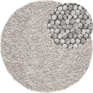 carpetfine Teppich »Calo« rund 16 mm Höhe Handweb Teppich, Uni-Farben, meliert, handgewebt, 70% Wolle, beige Ø 200 cm für Wohnzimmer, Schlafzimmer & Kinderzimmer