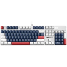 Qisan Mechanische Gaming-Tastatur, kabelgebundene Tastatur Led Hintergrundbeleuchtung Blau/Weiß/Rot Combo 104Tasten Amerikanisches Layout Gaming-Tastatur mit Abnehmbarer,Rot Schalter