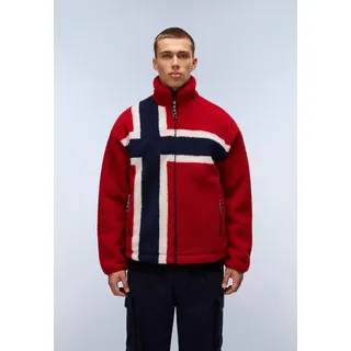 Fleecepullover NAPAPIJRI "T-FIEMME", Herren, Gr. M, rot flagge, Obermaterial: 100% Polyester, normal, Rundhals, Bündchen, Sweatshirts Fleecepullover